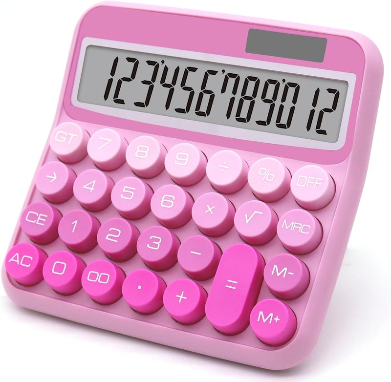 UPSIME Gradient Pink Calculator, Big Button Calculator with Large LCD Display, Hot Pink Office Desk Accessory for Offices, Schools, Homes and Businesses - Image 1